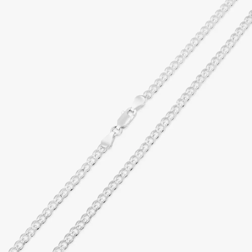 NEW NYC STERLING .925 Solid Silver 18” Chain Cuban Link Diamond Cut Necklace